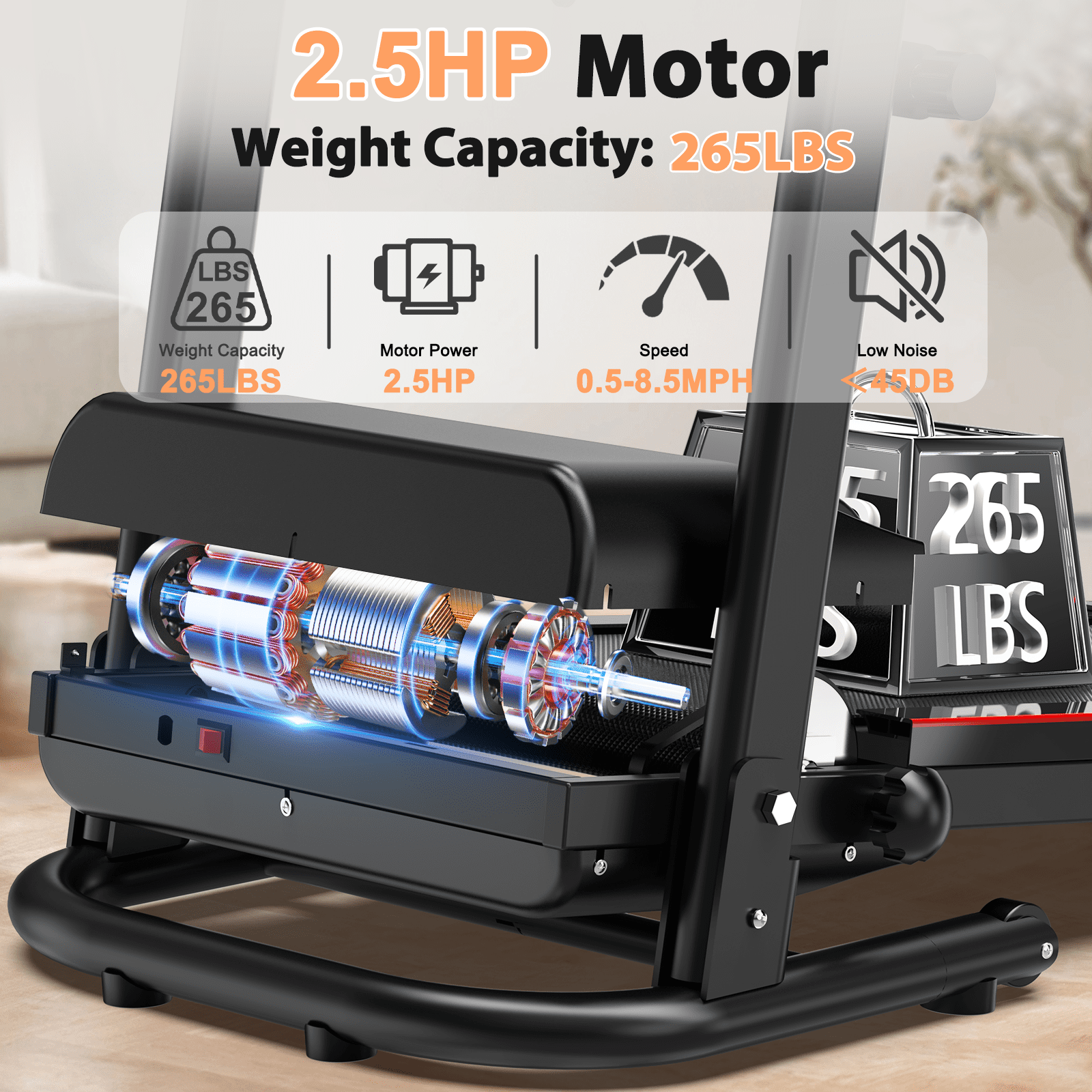 FLIMDER 2.5HP Folding Treadmills for Home with Bluetooth & Incline, Portable Running Machine Electric Compact Treadmills Foldable for Exercise Home Gym Fitness Walking Jogging