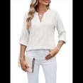 thumbnail image 2 of Blusas Casuales con Cuello en V y Ojales Bordados para Mujer, Blusas Playeras Elegantes. M, 2 of 10