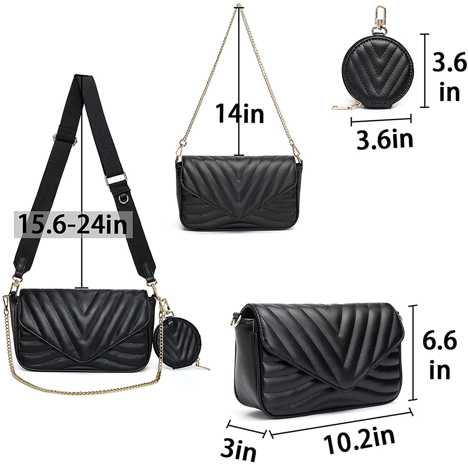 Lacel Urwebin Small Crossbody Bags for Women Stylish Designer Purses White Messenger Bags Coin Purse Including 2 Size Bag