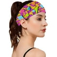 thumbnail image 3 of TELOLY 4Pcs Sweat Band,80s Retro Print Headbands,Polyester Head Bands for Women, 3 of 7