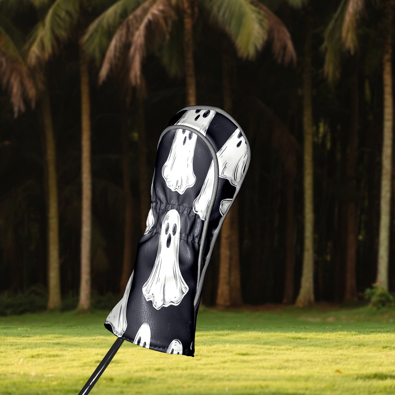 Golf Club Covers PU Leather Waterproof Head Covers for Fairway Woods Hybrids Cute Patterns