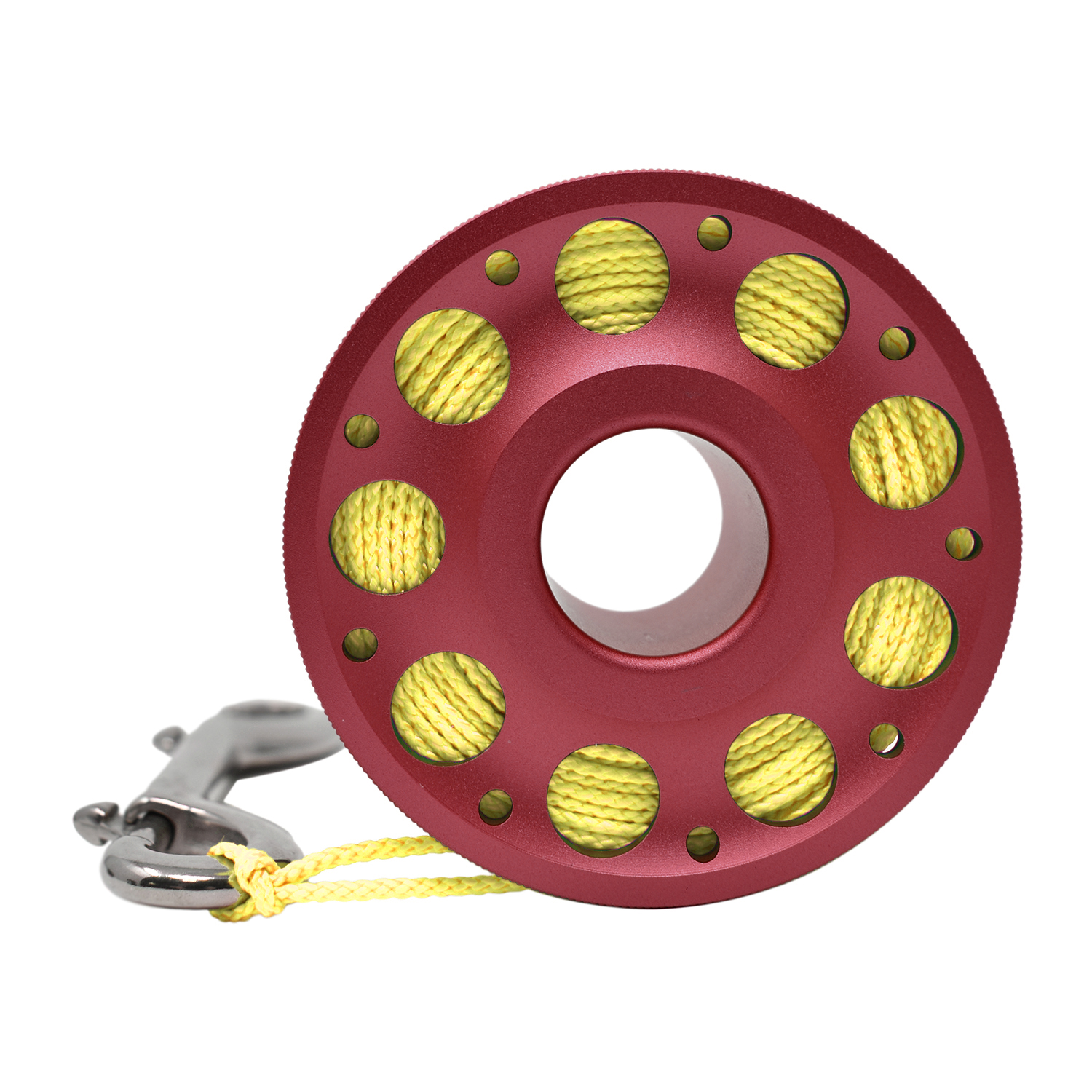 Aluminum Finger Spool 100ft Dive Reel w/ Retractable Holder, Red/Yellow - image 4 of 4