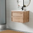 thumbnail image 2 of 24" Wall mounted Bathroom Vanity with Ceramic Top, Wood Tune Floating Cabinet, 2 of 7