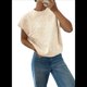thumbnail image 3 of Suéter Acanalado para Mujer, Cuello Redondo, Corta, Corte Holgado, Tejido Floral, Tops Tipo Jersey. Albaricoque M, 3 of 8