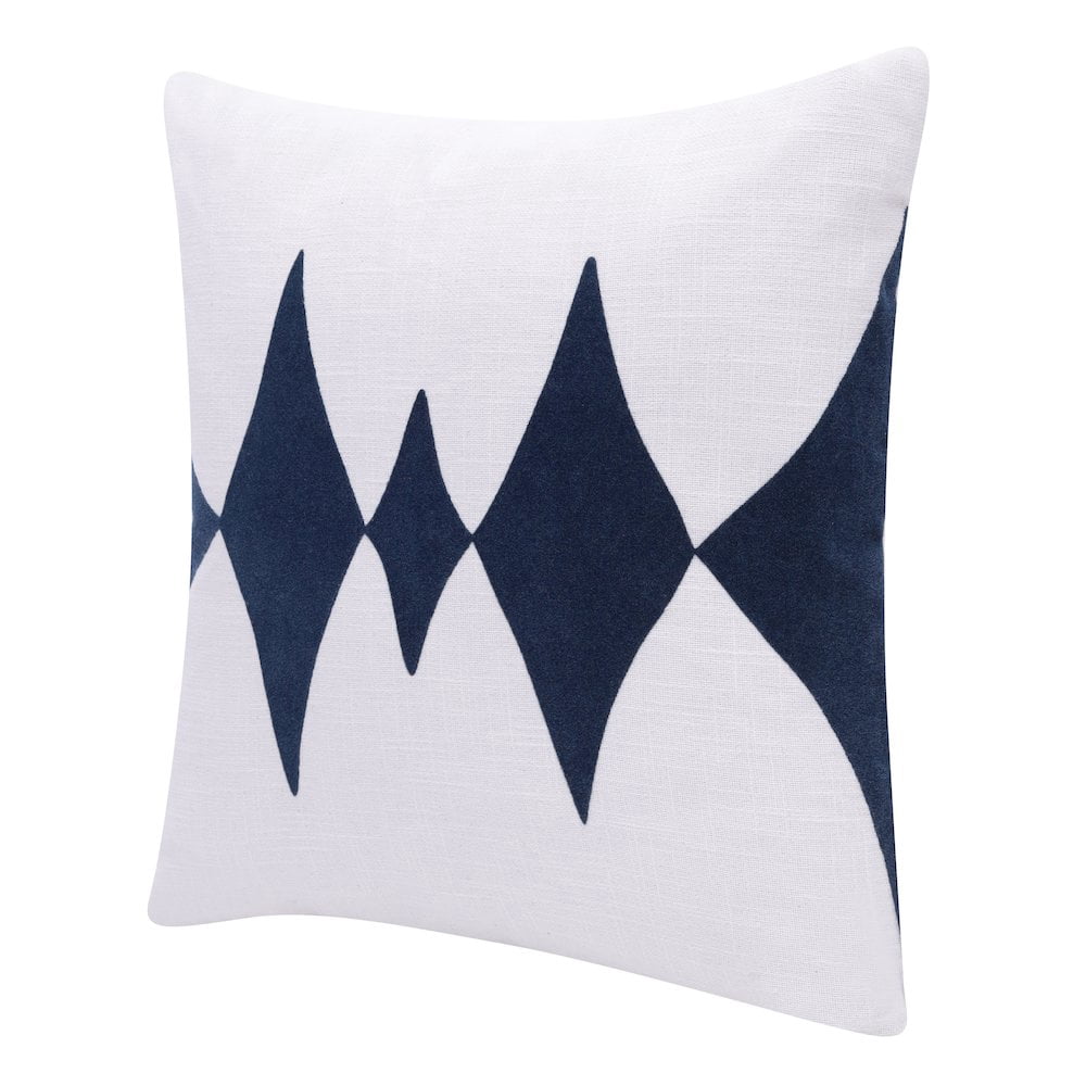 LR Home Stacy Garcia Cotton Blend Poly Filled Pillow in Blue/White, 20" x 20"