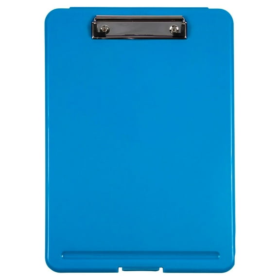JAM Paper Plastic Clipboard with Storage, 9 x 13, Blue, 1 per Pack