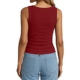 thumbnail image 3 of MOYIKO Women's Sleeveless Henley Tank Tops Ribbed V Neck Button Down T Shirts Summer Slim Fit Tee Tops, 3 of 7