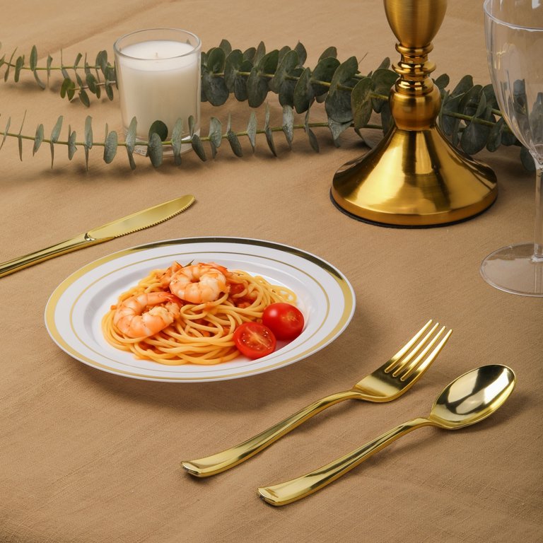 Family Essentials Gold Disposable Cutlery Set, 180-Piece photo 2