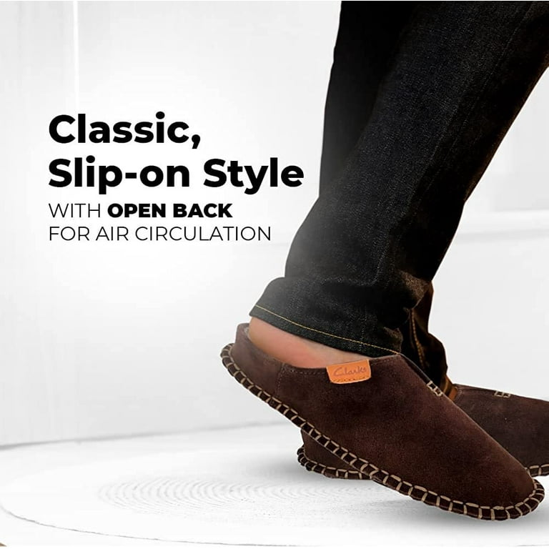 Clarks Men s Open Back Suede Leather Slipper with Heavy Stitching 8 M US DK. Brown Walmart
