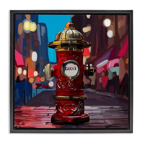 Stupell Industries Contemporary Vivid Glam Hydrant Black Floating Frame Canvas Art, 18 x 18, by Amelia Noyes