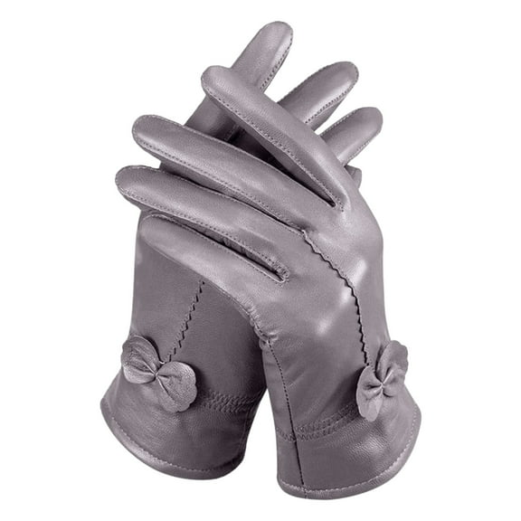 Ediodpoh Women Winter Touchscreen Gloves Warm Lined Leather Water Proof Mittens for Bike and Daily Grey