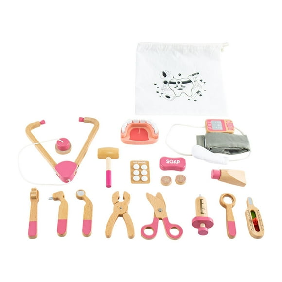 17 piezas Doctor Doctor Juguete para niños Bolsa de médico Motor Habilidades Medicina de juguete Finición de juego Play Juego para niños Regalo para Rosa