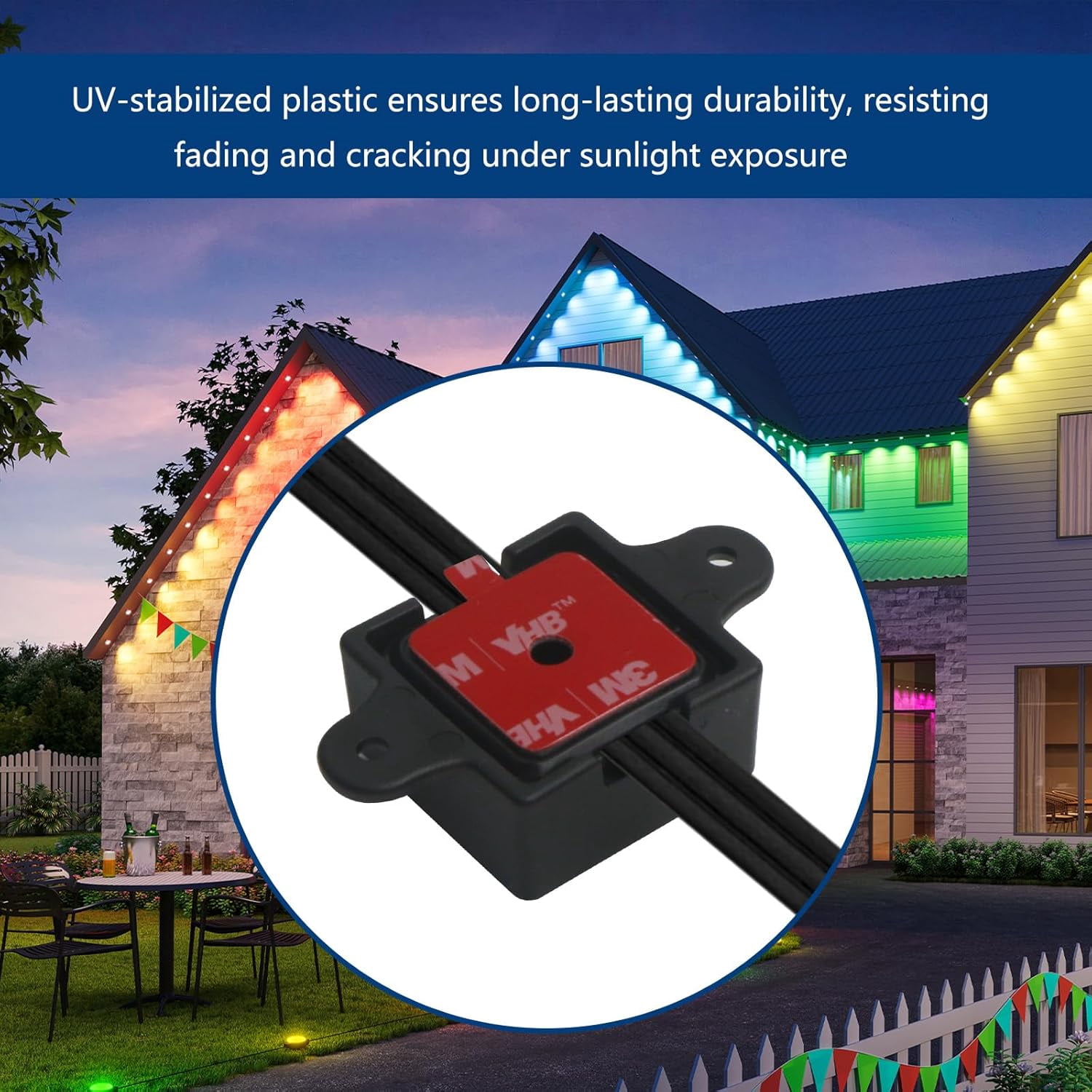 RGHJAR-40 of Black (Square) Set Light Clips for Govee Permanent Outdoor Lights, Compatible with H705 H805 Non-pro Version Outdoor Light Mounting Bracket Clips and 80 Screws