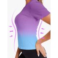 thumbnail image 4 of Alove Women Yoga Shirts Sports Quick Drying Running Jogging Slim Fitness Short Sleeves Gradient T-shirt, 4 of 9