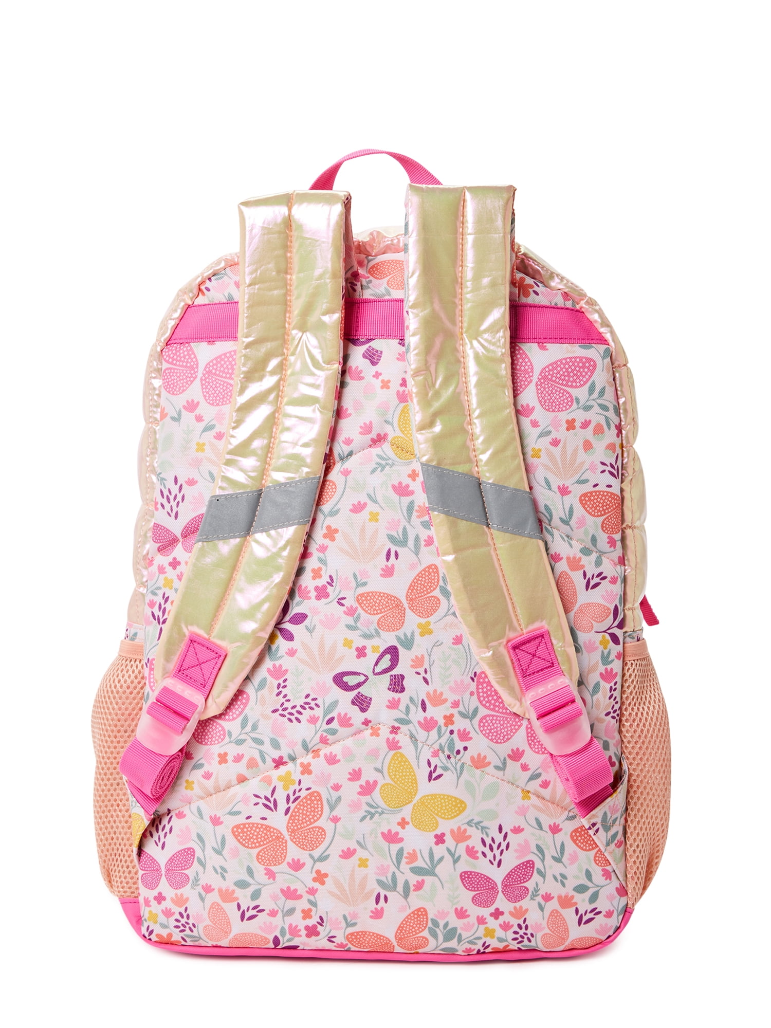 Wonder Nation Girls 17" Laptop Backpack Quilted Butterfly Peach