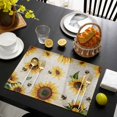 thumbnail image 3 of Yellow Sunflowers Placemats Set of 4, Summer Farmhouse Retro Beige Placemats for Dining Table, Place Mats for Kitchen Tabletop, Waterproof Wipeable Dining Table Mats Set, 3 of 9