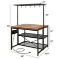 thumbnail image 2 of M optimized Large Kitchen Island with/without Power Outlet, Bakers Rack with Storage 5 Hook, Island Table for Kitchen, 3 Tier Microwave Stand Oven Shelf, 2 of 9