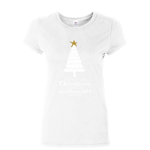 Tee Hunt Christmas in Your Heart Women's T-Shirt Xmas Christmas Tree Jingle Bells Shirt, White, 3X-Large