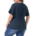 thumbnail image 3 of Agnes Orinda Plus Size Tops for Women Asymmetrical Hem Round Neck Short Sleeve Twist Knot T Shirt Top 3X Dark Blue, 3 of 6