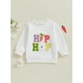thumbnail image 4 of Toddler Baby Girl Easter Outfit Sequin Letter Embroidery Long Sleeve Crewneck Sweatshirt Tops Cute Spring Clothes, 4 of 8