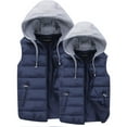 thumbnail image 3 of Puffer Vest Hoodie For Men Outdoor Winter Warm Thick Padded Vest Casual Stand Collar Hooded Outwear Sleeveless Jacket, 3 of 4