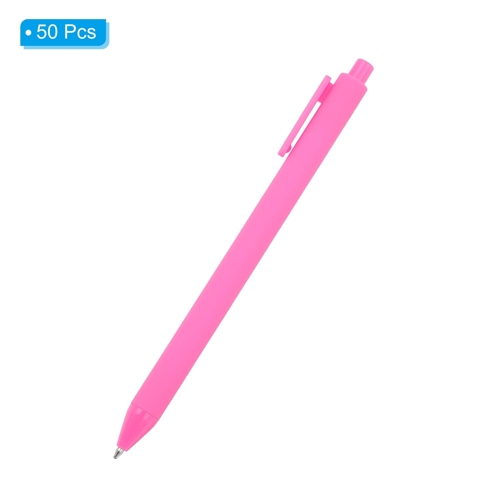 Uxcell 50 Pack Black Barrel Click Pens, 1.0MM Black Ink Retractable Ballpoint Pens, Medium Point Office Supplies, Pink