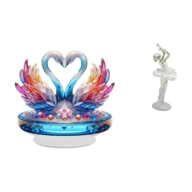 Estatua de escultura de cisne,Escultura de cisne para decoración del hogar Adorno de San Valentín,Estatua de ganso,figura acrílica,artesanía coleccionable,Figura de escritorio,Estatua de