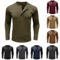 thumbnail image 2 of Qingpeng Men's Button Down Shirt Fall Crewneck Long Sleeve Casual Solid Color Slim Fit T Shirts, 2 of 6