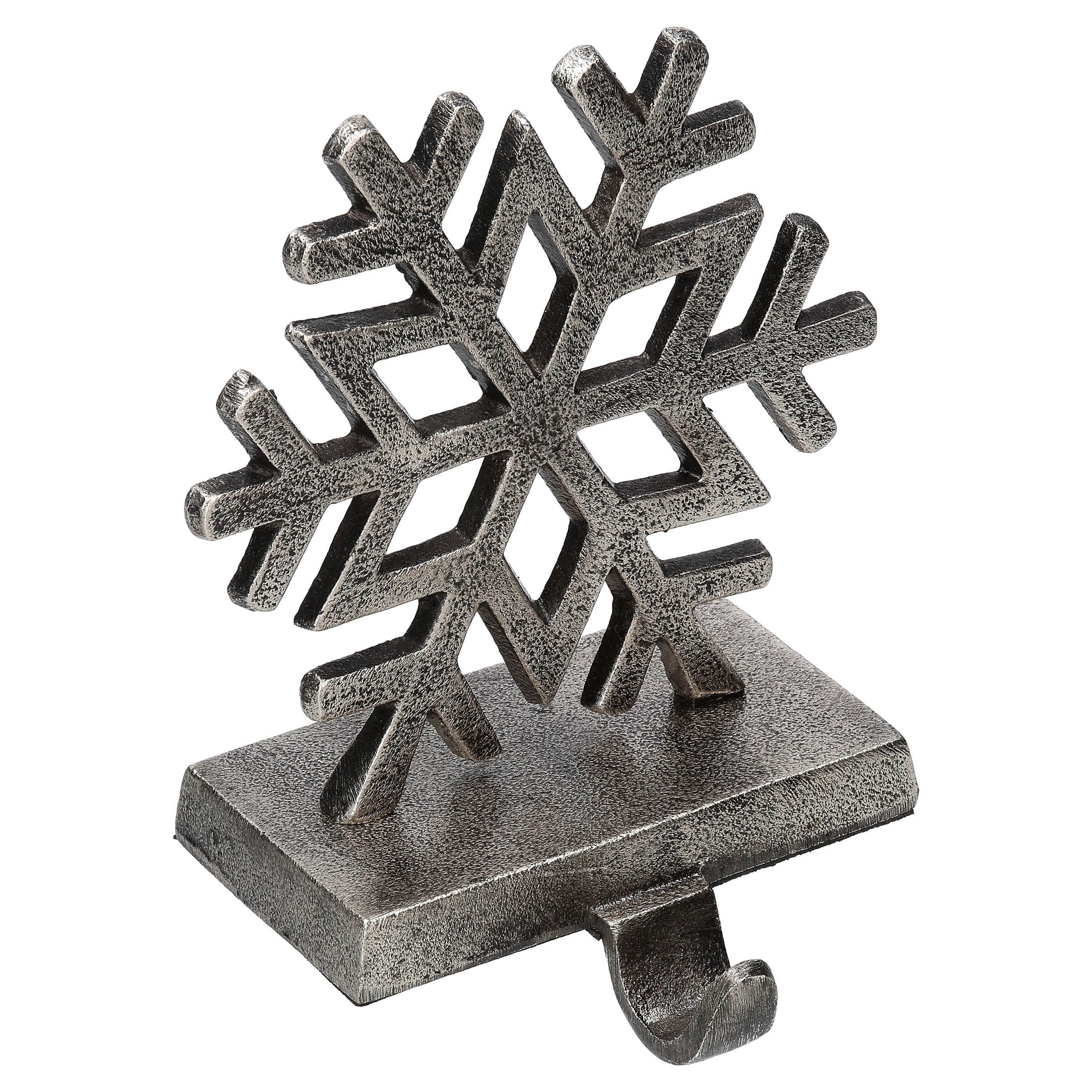 Metal Snowflake Christmas Stocking Holder, Rustic Silver, 5.3", by Holiday Time