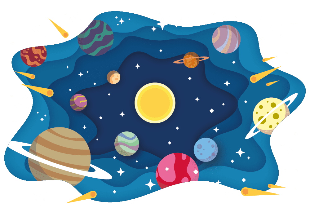 Adhesive Vinyl 14" x 20" Cartoon Art Solar System Kids Bedroom Wall