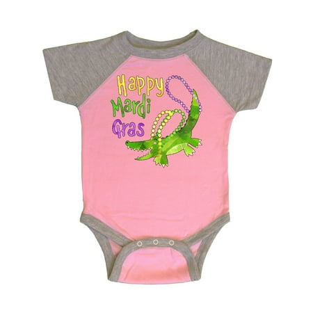 

Inktastic Happy Mardi Gras Cute Alligator with Beads Gift Baby Boy or Baby Girl Bodysuit