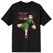 Hunter X Hunter Gon Freecss Punch And Kanji Logo Men's Black T-shirt-Large