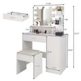 thumbnail image 4 of IVV White Vanity Table with DIY Lighted Mirror, Makeup Vanity Table Set with Drawer and Storage Cabinet, Dressing Table with Vanity Cushioned Stool for Bedroom, Makeup Room, 4 of 10