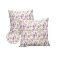 thumbnail image 2 of Outdoor Throw Pillow Cover Watercolor Pink Seamless Flower Waterproof Cushion Covers 2 Pack Garden Floral Leaves on White Pillow Cases Home Decoration for Patio Garden Couch Sofa, 2 of 7
