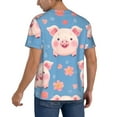 thumbnail image 2 of Hirioo Cute Pig Flowers for Men's Baseball T-shirt Shirts Short Sleeve Casual Summer Button Stretch T Shirts,Size S-4XL-X-Large, 2 of 7