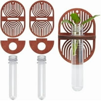 2 Set Wall Hanging Planter Terrarium Wooden Hollow Striped Pattern Hanging Plant Propagation Stations Plant Holder Decorative Test Tube for Home Office Decor Garden Plant Supports for DIY
