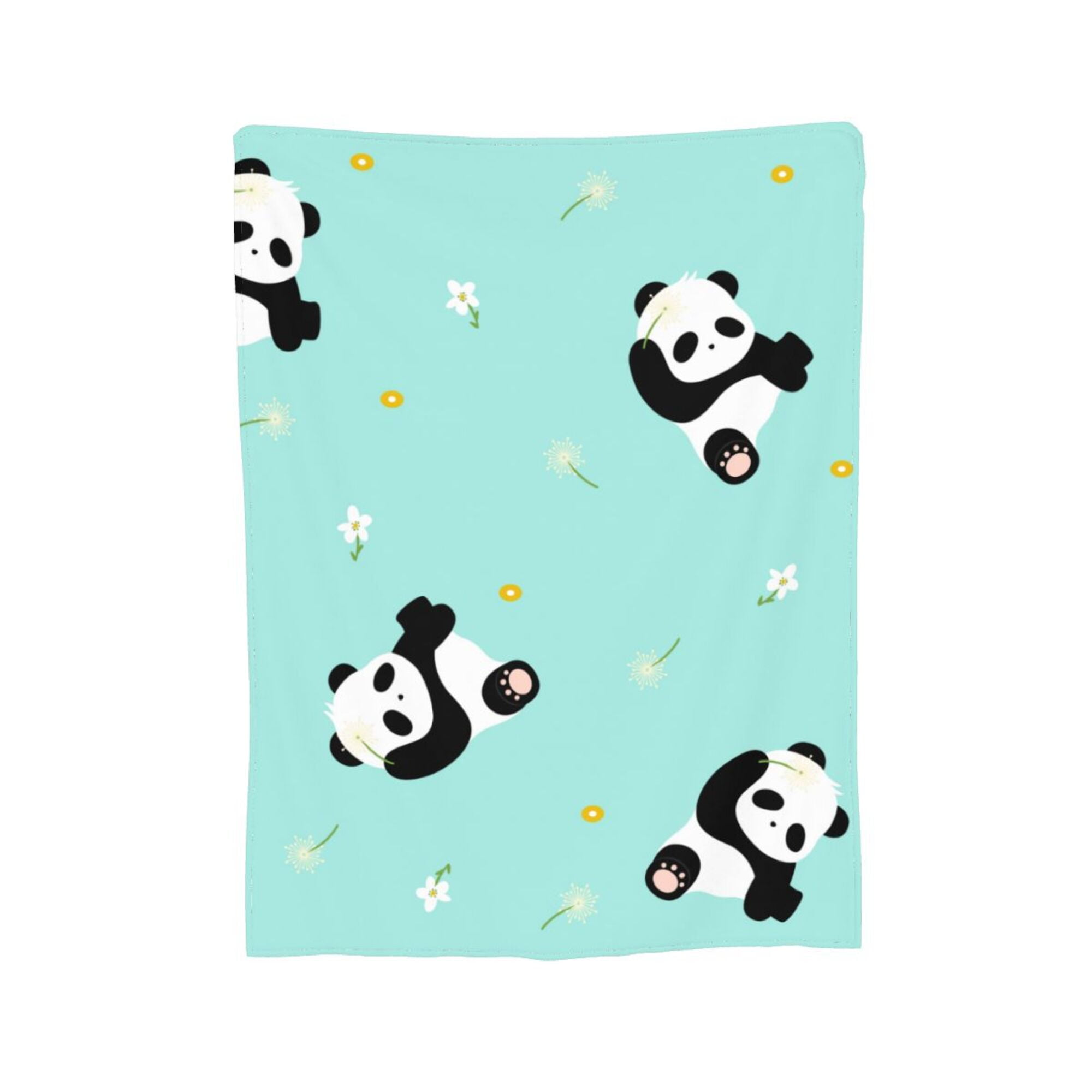 Little Fresh Floral Panda Throw Blanket, Super Soft AntiPilling