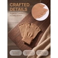 thumbnail image 4 of Deago 2 Pairs Winter Half Finger Gloves Knitted Fingerless Mittens Warm Stretchy Gloves for Men and Women (Coffee), 4 of 9