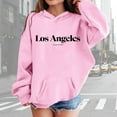 thumbnail image 2 of Hoodie City Name Letter Print Pink Hooded Long Sleeve Soft Sweatshirts Top Winter Clothes Girls Size 7-8 Years Clothes, 2 of 5