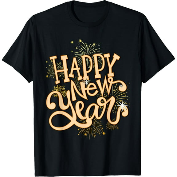 Happy New Year New Years Eve Party Women Men Family Matching T-ShirtMen and women, Black T-shirt, size: Extra large
