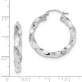 thumbnail image 2 of 10K White Gold Polished & Textured Twist Hoop Earrings, 2 of 2