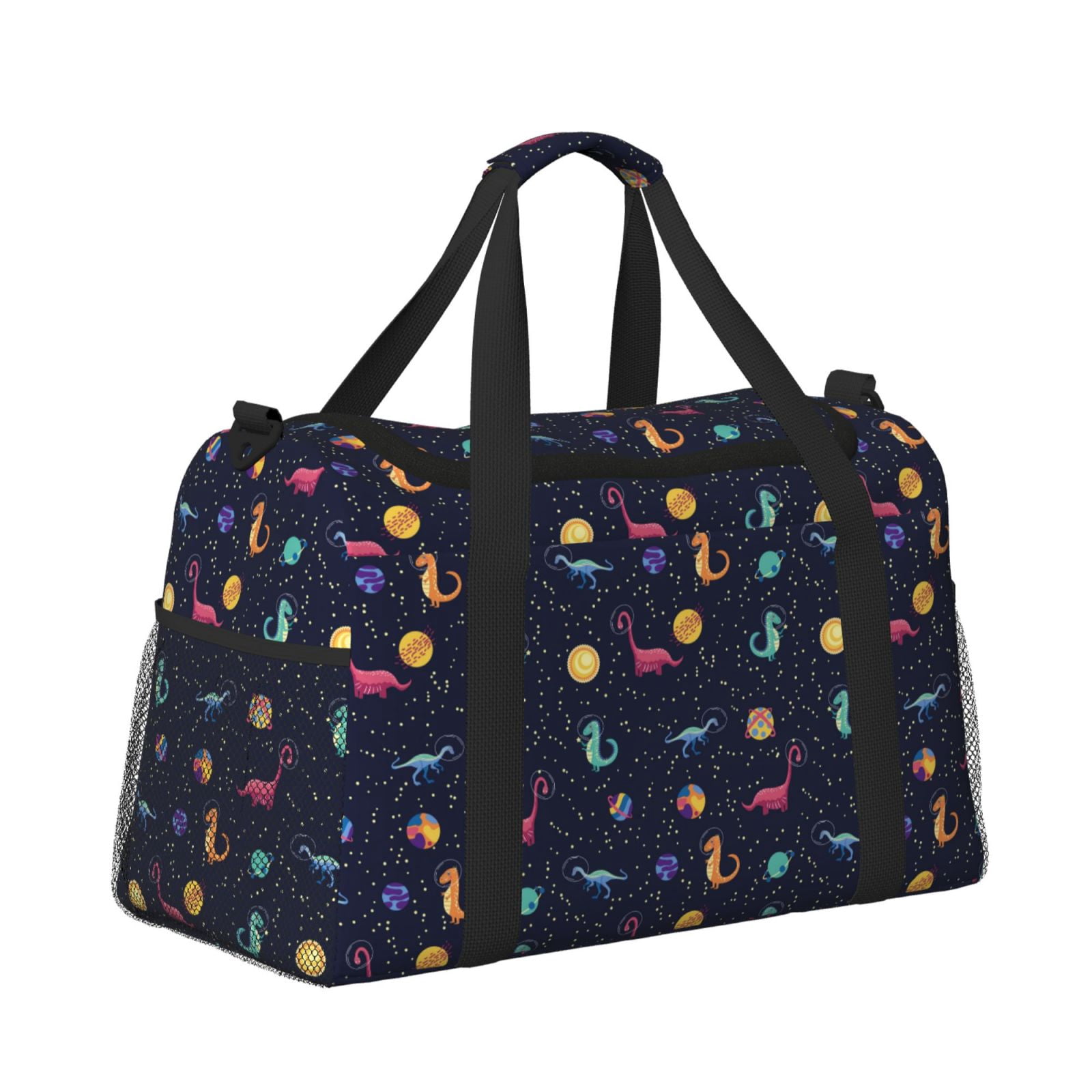 Fuzoiu Space Dinosaur Print Travel Duffle Bag,Carry On Tote Bags,Duffel Bag,Sport Gym Bag, Hospital Bag for Labor and Delivery, Overnight Bag,Luggage Bag
