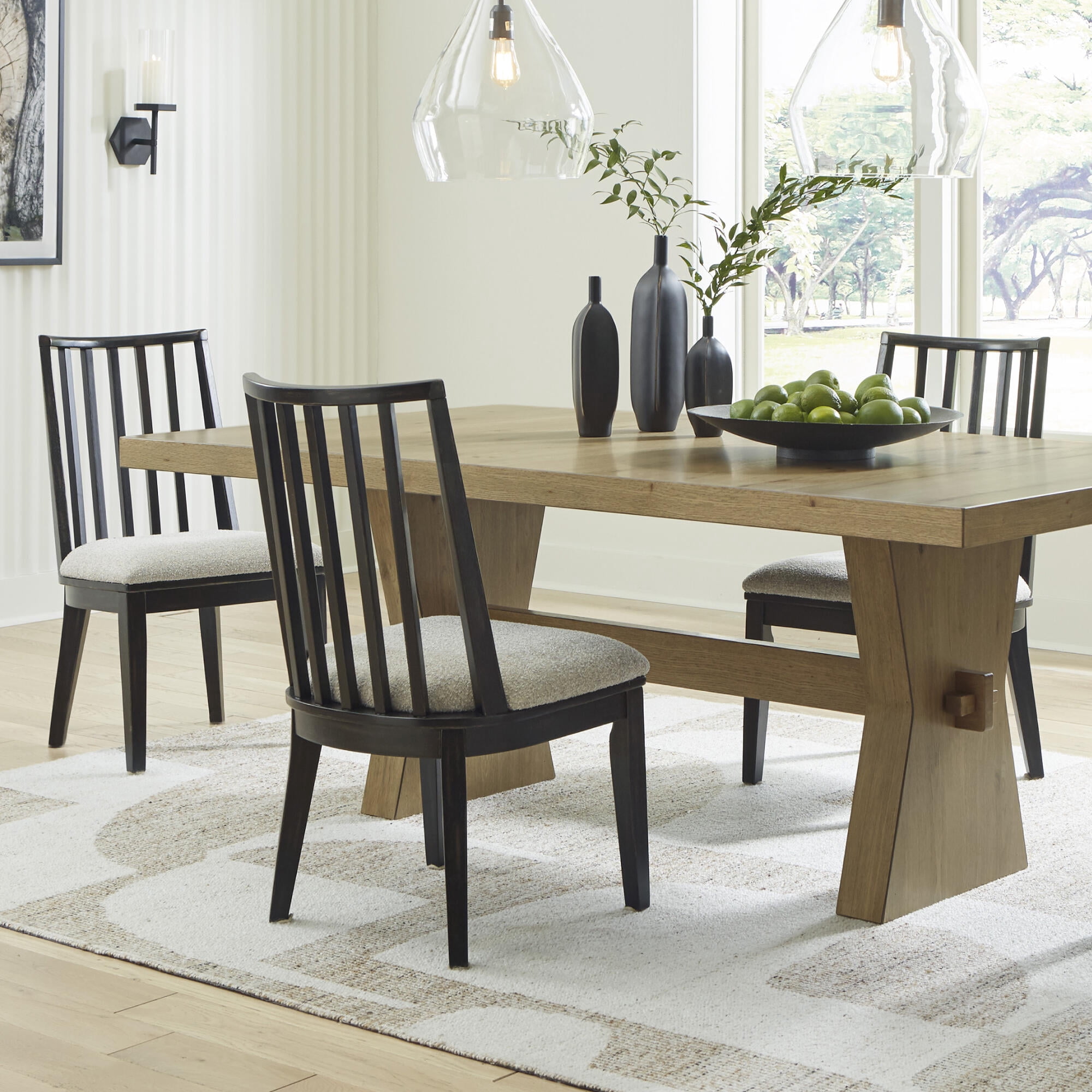 Signature Design by Ashley Galliden Curved Back Dining Chair, Set of 2, Black