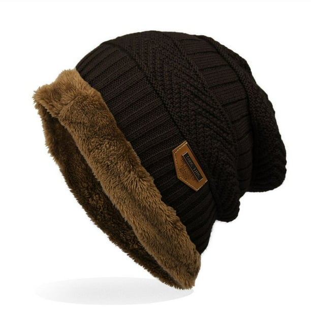 Bonrich Knitted Cap Thick Soft Warm Winter Hat Mens Trendy Warm