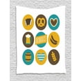 thumbnail image 1 of German Tapestry, Bavarian Oktoberfest Themed Symbols Pretzel Beer and Accordion, Wall Hanging for Bedroom Living Room Dorm Decor, 40W X 60L Inches, Earth Yellow Teal and Brown, by Ambesonne, 1 of 2