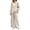 Beige, variant on Womens Fall Outfits Sets 2 Pieces Relaxed Fit Long Sleeve Single Button Linen Blazer Matching Pleated Wide Leg Solid Color Pants Casual Wear Cozy Clothing Sets