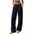 thumbnail image 2 of Khunlpohl Womens Casual Pants Elastic Waist Solid Color Joggers Pant Straight Legs Lightweight Loose Trousers with Pockets, 2 of 5