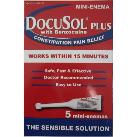 DocuSol Plus with Benzocaine Mini-Enema 5 Each - (Pack of 2)