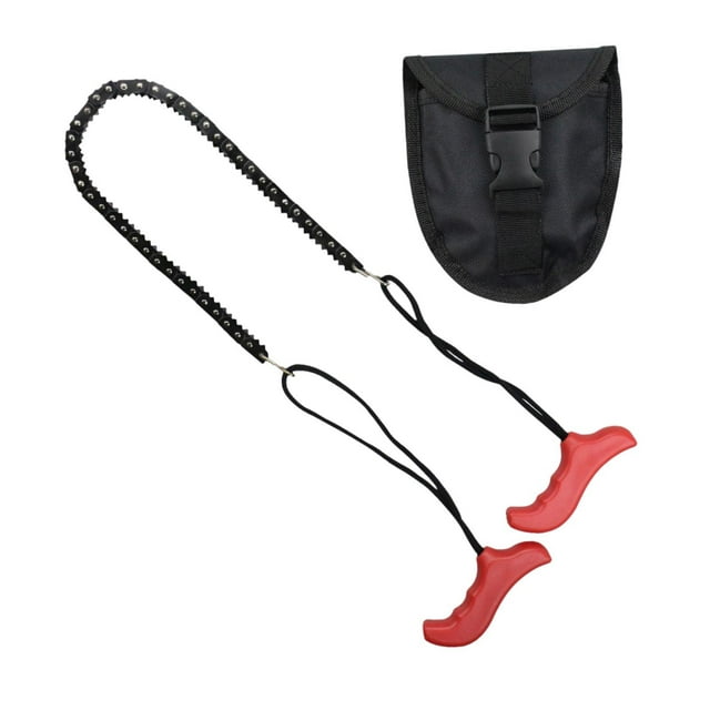 Sierra de cadena de cuerda con bolsa de almacenamiento Sierra de cadena manual de acero portátil Sierra de mano de bolsillo rojo