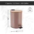 thumbnail image 5 of Cappuccino Trash Can with Bamboo Lid and Pedal, 2.5L Capacity, 5 of 7